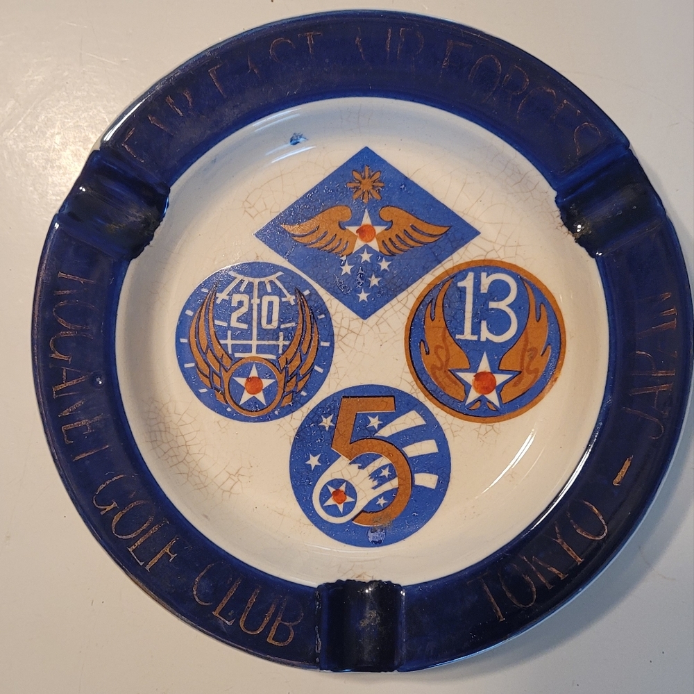 Vintage 40s Military Koganei Golf Club Tokyo Japan Air Force Ashtray